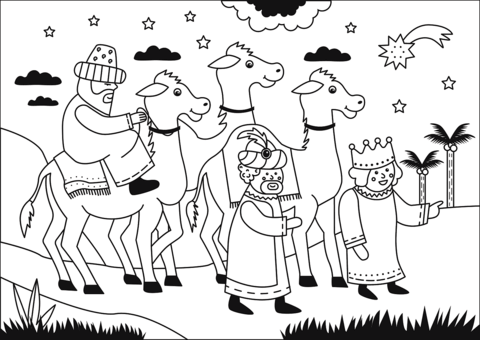 Three Wise Men Coloring Page